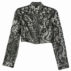 Guess gray paisley braided modele cropped jacket